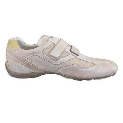 Sneakers Uomo Nero Giardini P008050 Vera Pelle e Tela Beige Savana Safari - Chiusura a strappo
