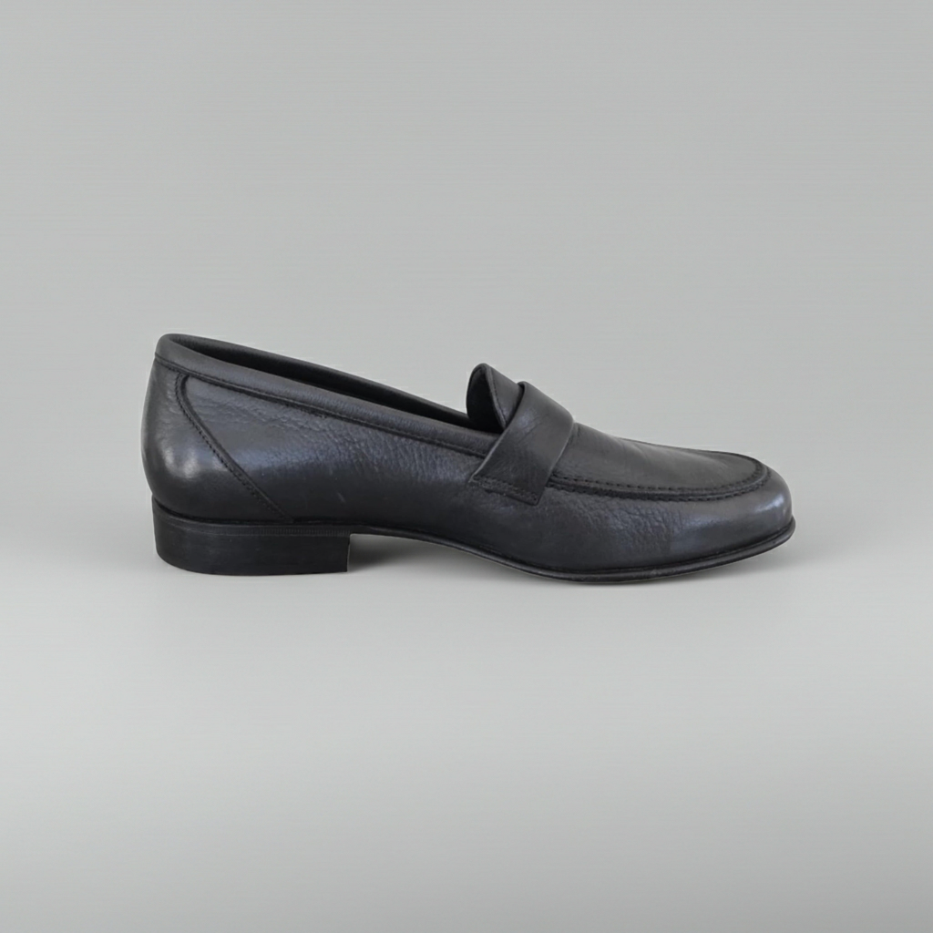 Mocassini Uomo Enzo del Lago 086 Pelle Nero con Fibbia Fondo Cuoio