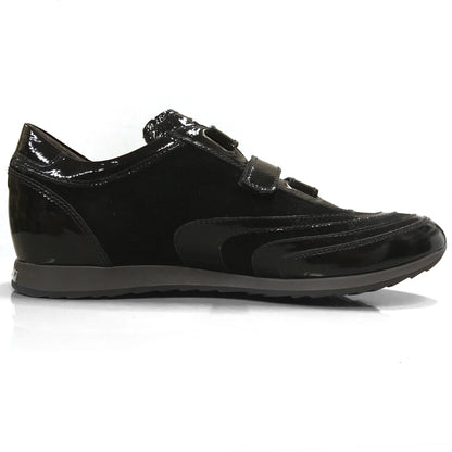 Sneakers scarpe con chiusura a strappo Uomo NeroGiardini A907919 in Vera Pelle scamosciata, Pelle in vernice - Colore Nero