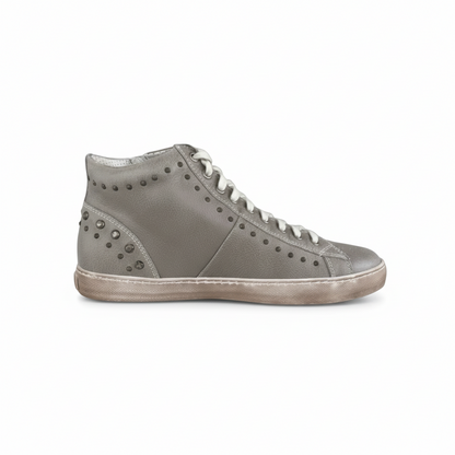 Sneakers Donna NeroGiardini P410110D Vera Pelle Tortora Laminato oro Lacci e Zip - 38 EU