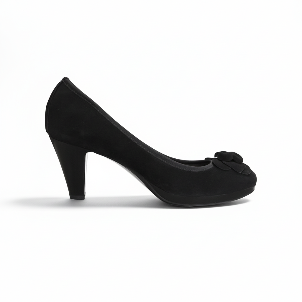 Dècolletè Donna NeroGiardini A208080D Tacco 7 cm con Plateau, Fiore apllicato, Camoscio Nero