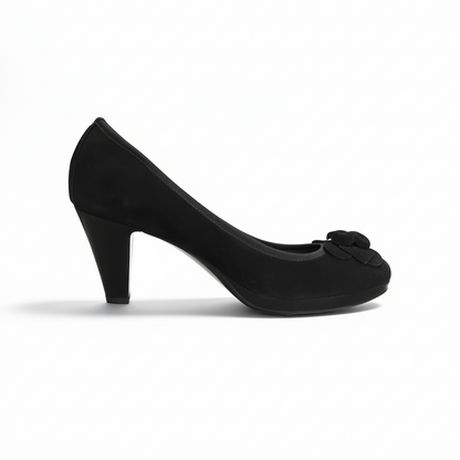 Dècolletè Donna NeroGiardini A208080D Tacco 7 cm con Plateau, Fiore apllicato, Camoscio Nero