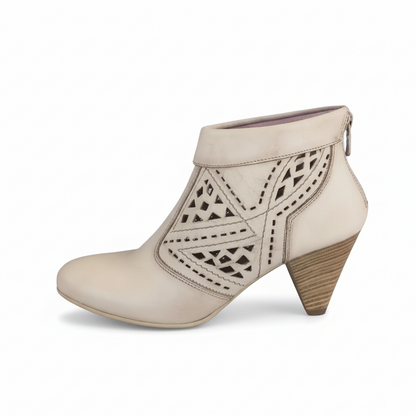 Tronchetti Donna P308641D Vera Pelle Traforata Beige Tacco a cono