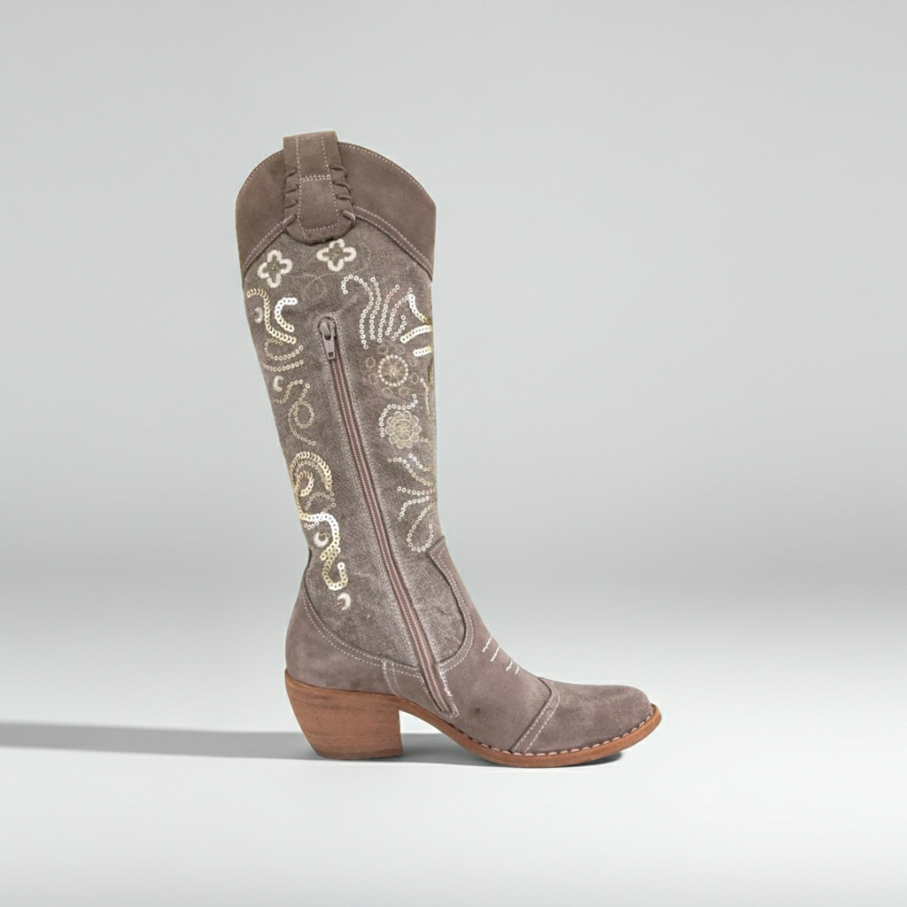 Stivali Texani NeroGiardini Vera Pelle Camoscio Beige Castoro, 36 EU
