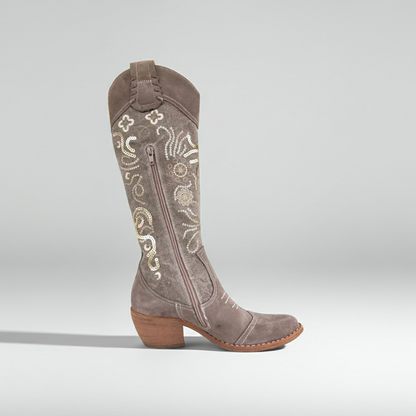 Stivali Texani NeroGiardini Vera Pelle Camoscio Beige Castoro, 36 EU