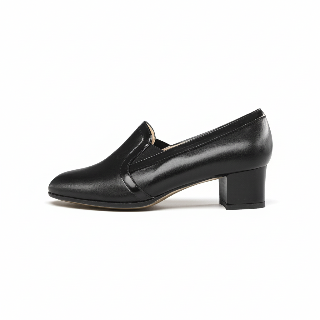 Scarpe chiuse Donna Confort 2576, Vera Pelle Nappa, con Elastici laterali, Nero