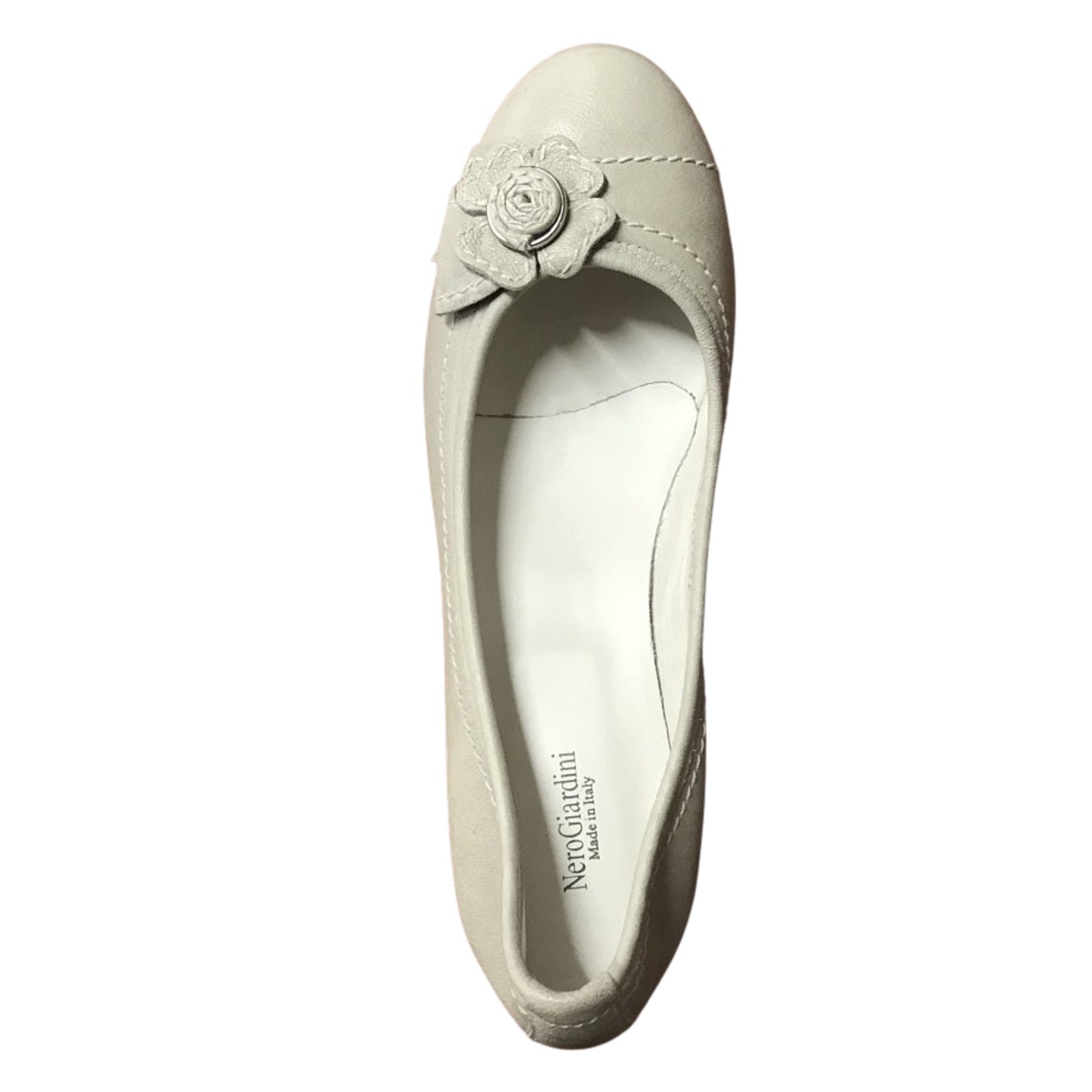 Décolleté basse NeroGiardini P106001D Vera Pelle Beige Safari con fiore