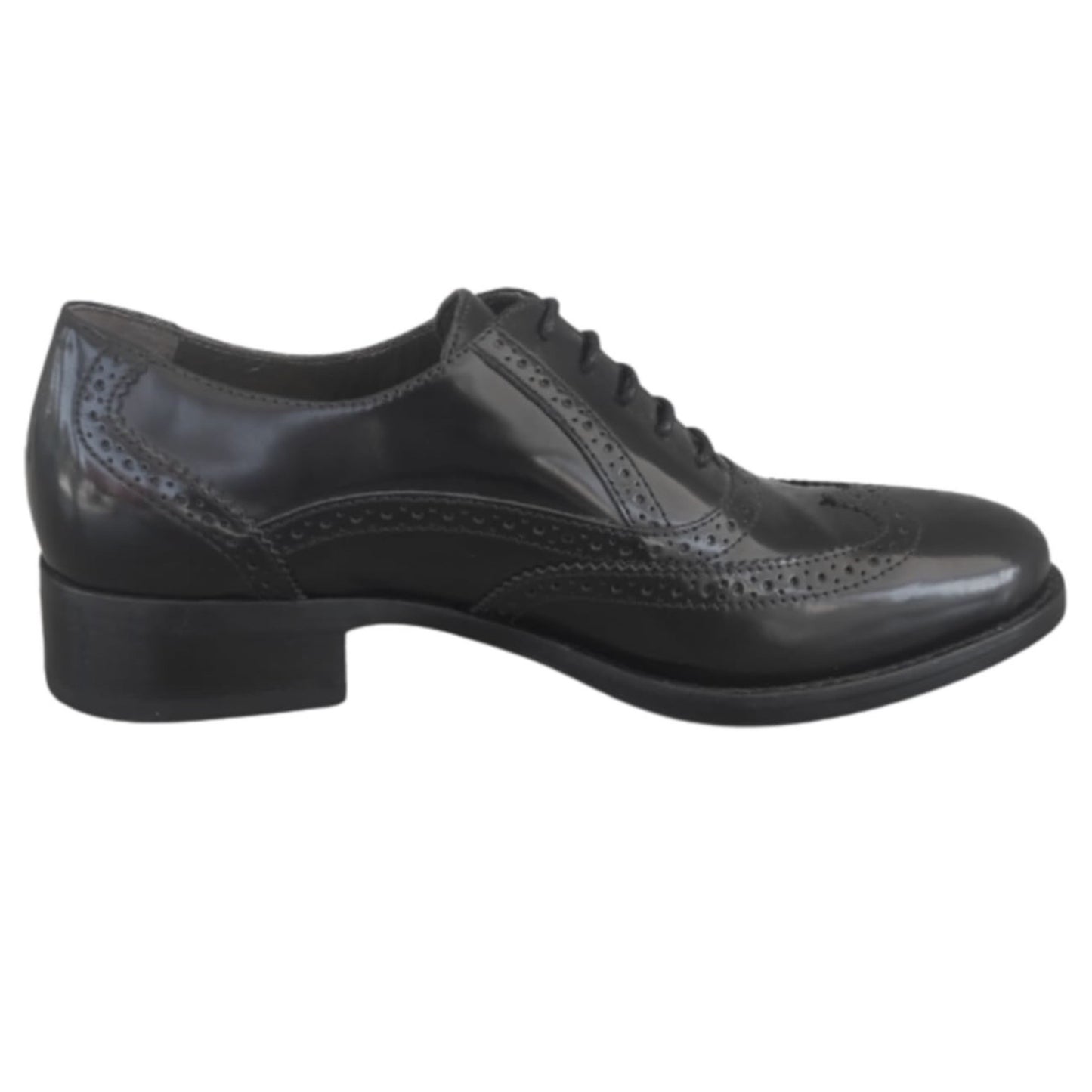 Scarpe Inglesine Donna NeroGiardini A513350D Stile Oxford, Tacco basso, Vera Pelle Abrasivata, Nero - Numero 36