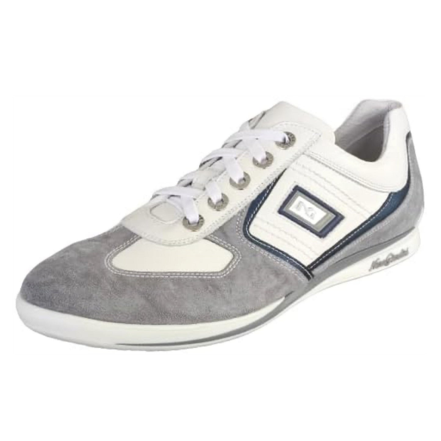 Sneakers Uomo NeroGiardini P201151U Vera Pelle Bianco Grigio con riporti Blu - 44 EU