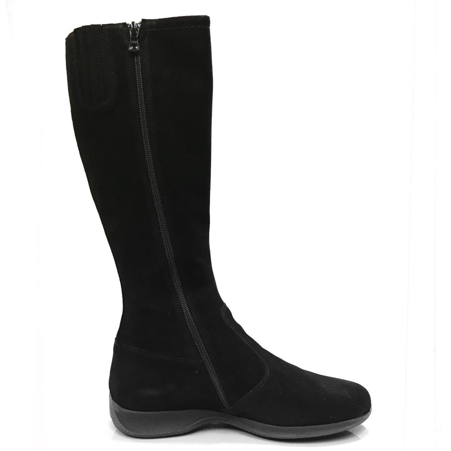 Stivali bassi Donna NeroGiardini A005102D Vera Pelle Scamosciata, Fondo gomma, Cerniera Zip - Colore Nero