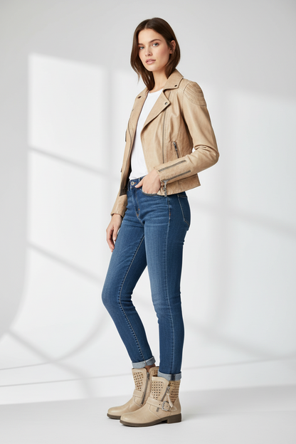 Stivaletti Beige NeroGiardini P409980D Vera Pelle con zip
