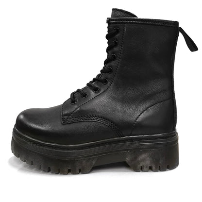 Anfibi Donna Pregunta 11581 - Platform, cerniera zip laterale, Vera pelle, Nero