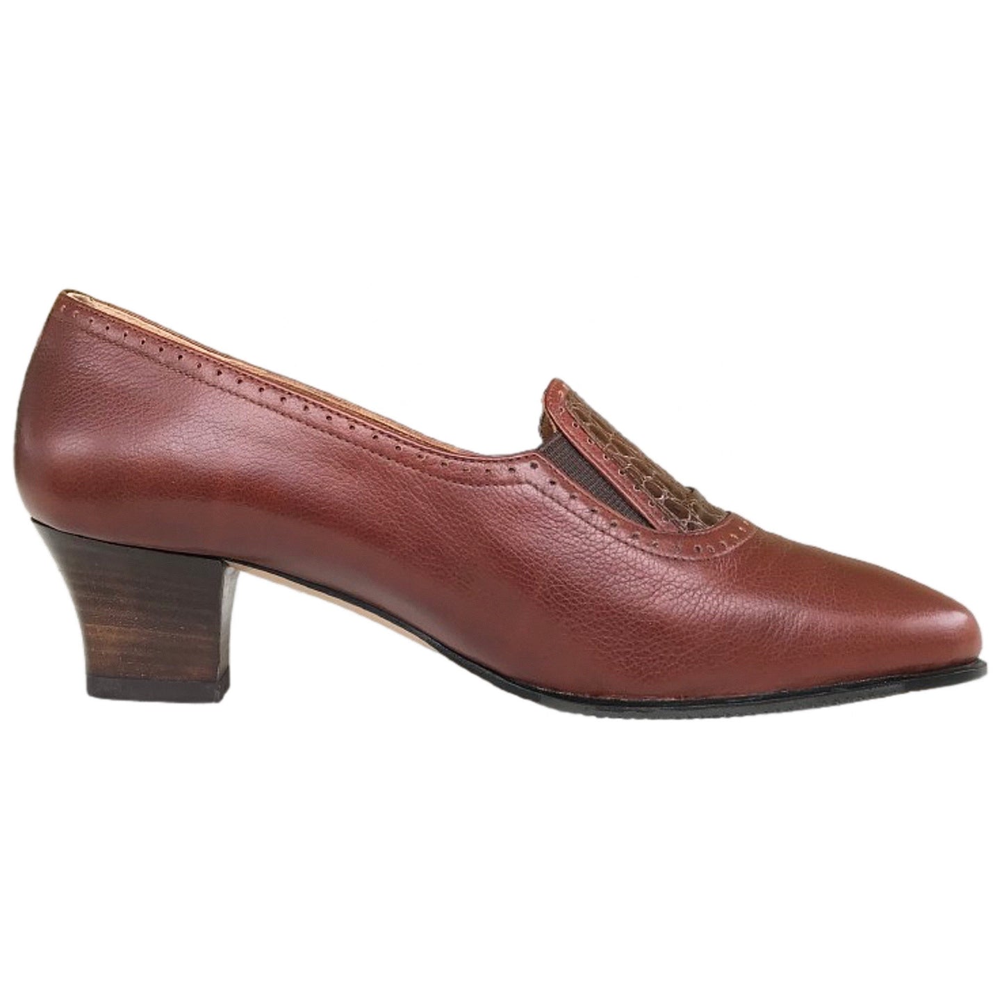 Scarpe donna Lady Confort 015, Vera Pelle, Marrone Cuoio, con Elastici Laterali