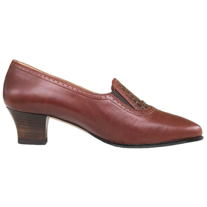 Scarpe donna Lady Confort 015, Vera Pelle, Marrone Cuoio, con Elastici Laterali