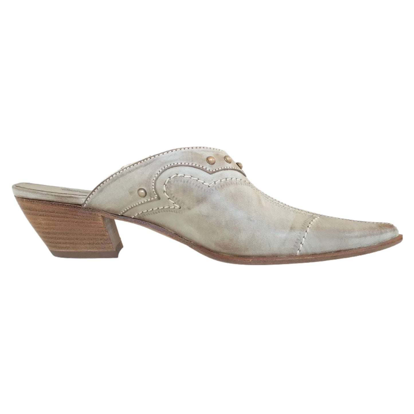Sabot a punta NeroGiardini Vera Pelle Beige Savana Fondo in cuoio