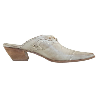 Sabot a punta NeroGiardini Vera Pelle Beige Savana Fondo in cuoio