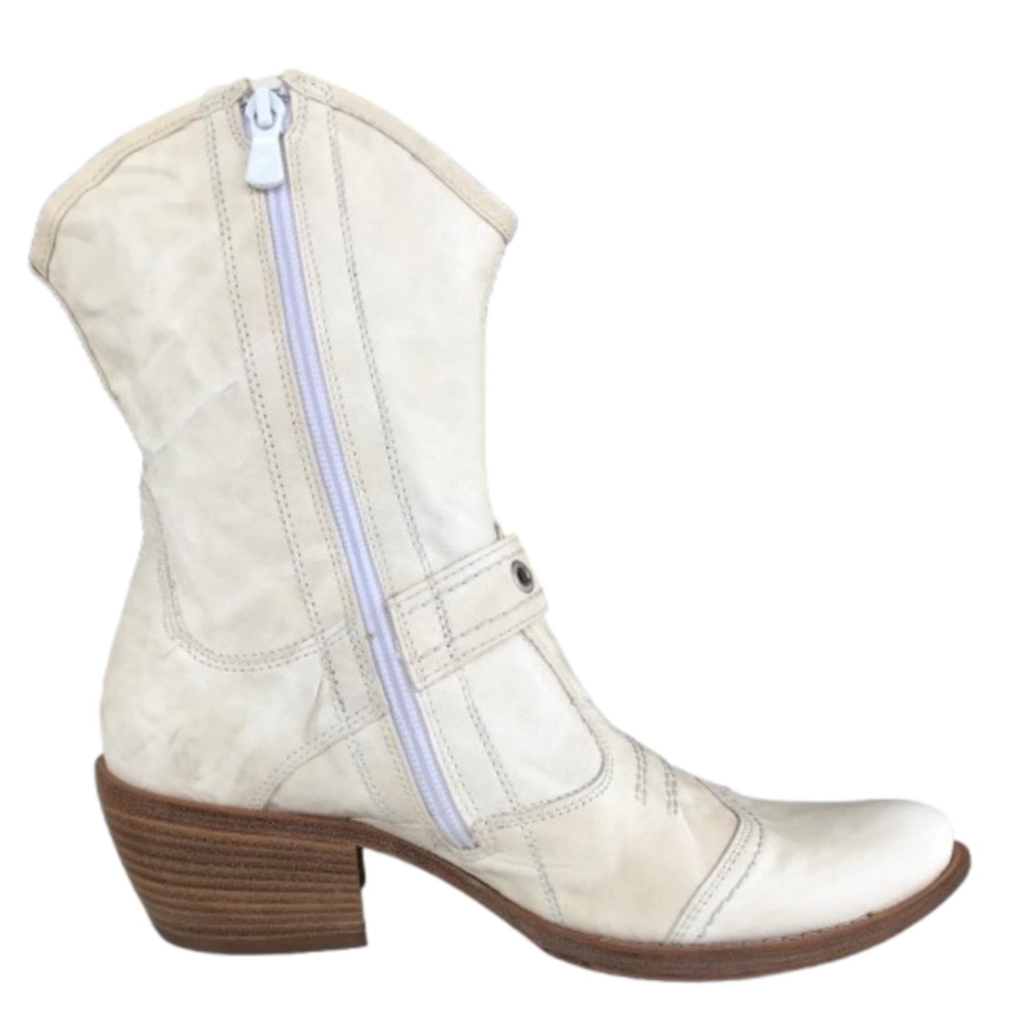 Stivaletti texani Donna NeroGiardini 00321 Vera Pelle Bianco Latte