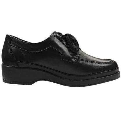 Scarpe Classiche con lacci Donna, Florance, 10110, zeppa bassa, Vera pelle, Nero