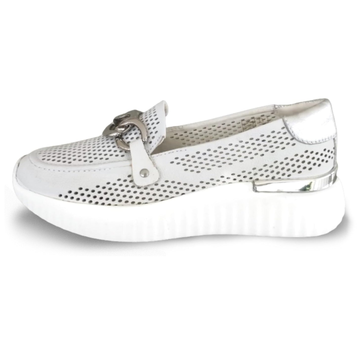 Mocassini Donna Cinzia Soft 16555 Vera Pelle Bianco Ghiaccio