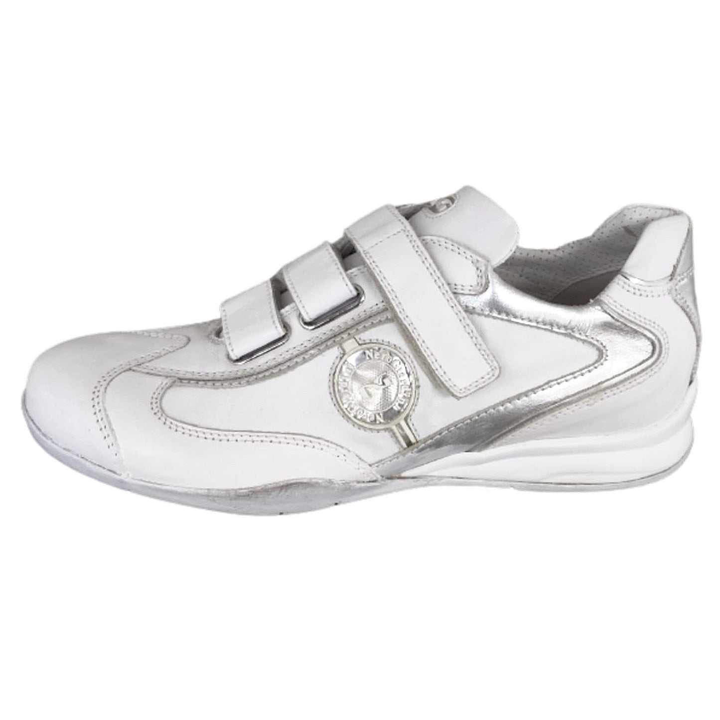 Sneakers con Strappo Uomo NeroGiardini 07668 Vera Pelle Bianco