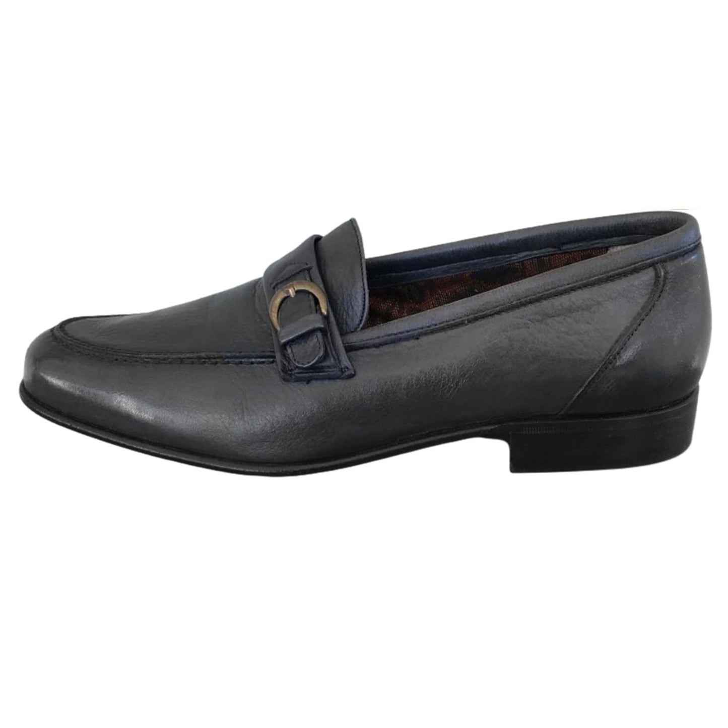 Mocassini Uomo Enzo del Lago 086 Pelle Nero con Fibbia Fondo Cuoio