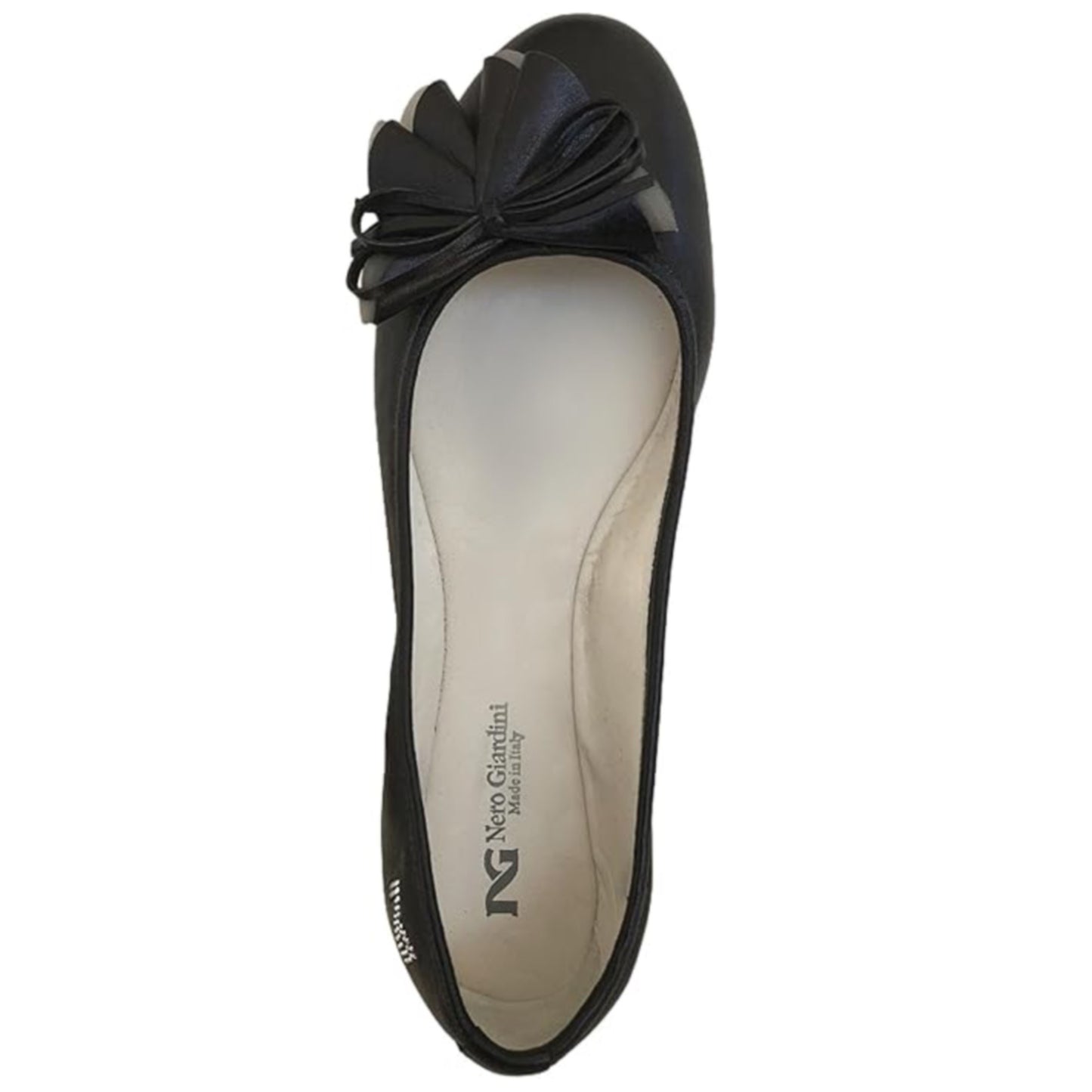 NeroGiardini Ballerine Donna P308421D in Vera Pelle Nero con Fiore Decorativo