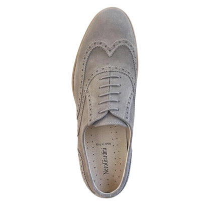 Scarpe Oxford Uomo NeroGiardini AP603970U Vera Pelle Scamosciata Grigio Pietra