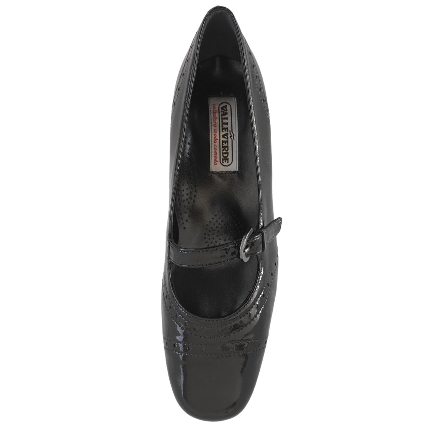 Décolleté con cinturino Donna, Valleverde, Moda Comoda, tacco 4 cm, Vera Pelle in Vernice, Nero
