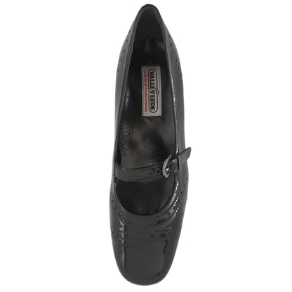 Décolleté con cinturino Donna, Valleverde, Moda Comoda, tacco 4 cm, Vera Pelle in Vernice, Nero