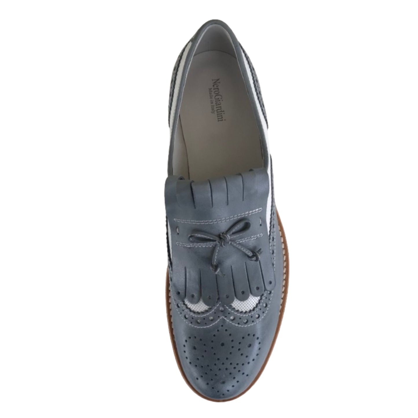 Scarpe Inglesine Estive Donna NeroGiardini 717192D Navy Bianco
