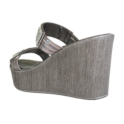 Ciabatte con zeppa CinziaSoft IAD16834 Peltro Argento Vera Pelle