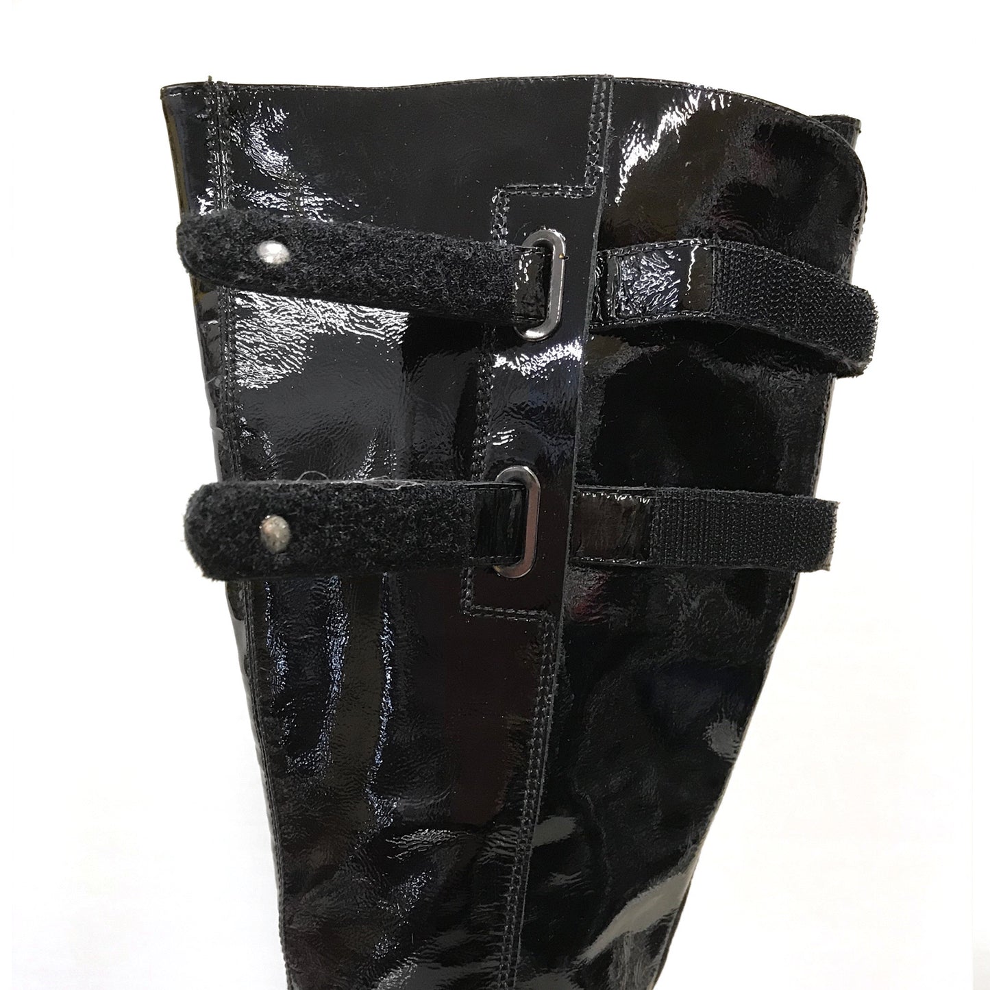 Stivali Donna NeroGiardini A900902 Tacco a blocco basso, Vera pelle, Naplak in Vernice, Cerniera Zip, Doppio strappo, Nero - Numero 35