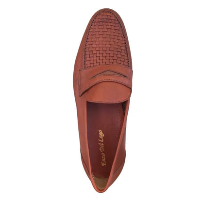 Mocassini Uomo Enzo del Lago Vera Pelle Nappa Marrone Fondo Cuoio - 45 EU