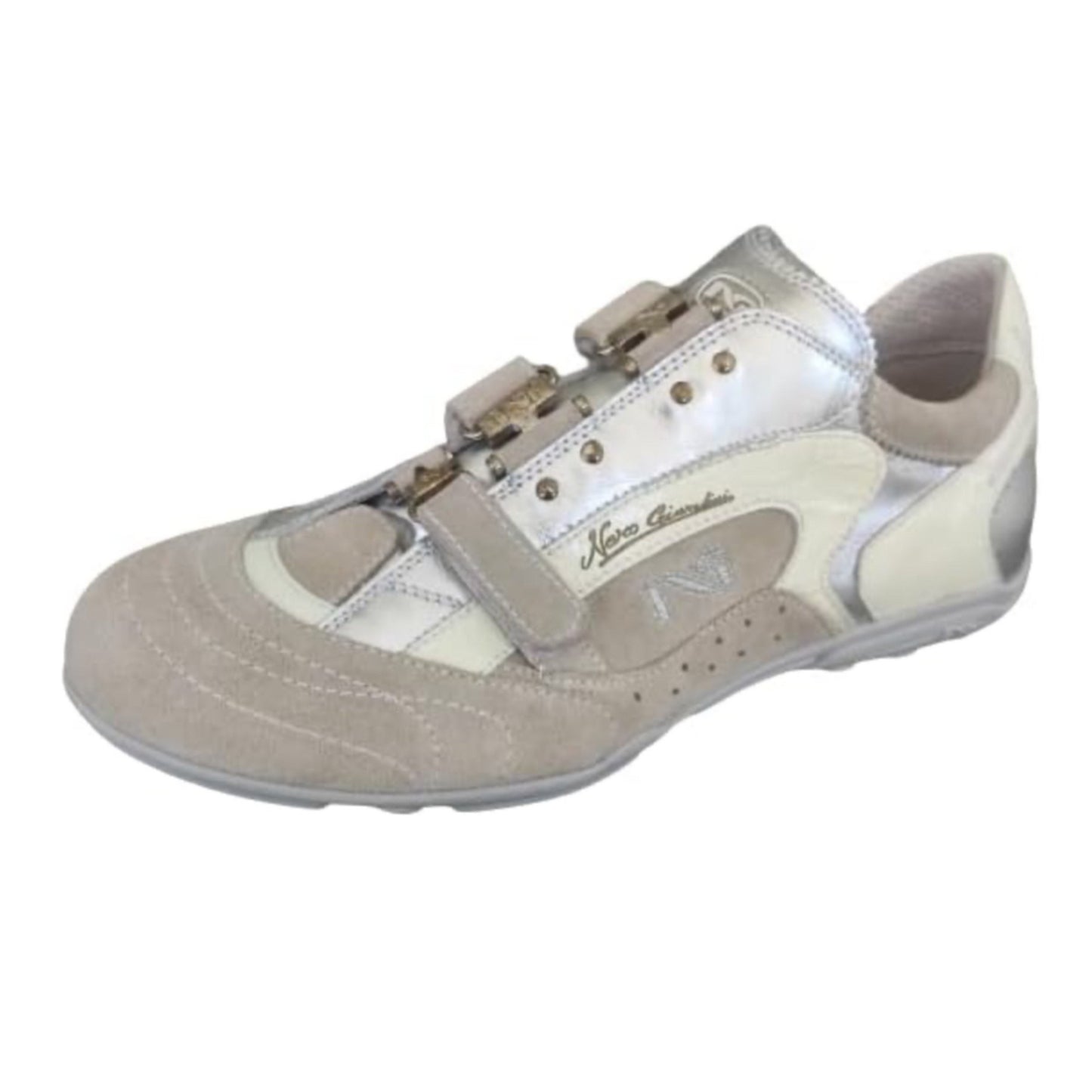 Sneakers con Strappo Uomo NeroGiardini 07678 Vera Pelle Camoscio Beige Moonlight