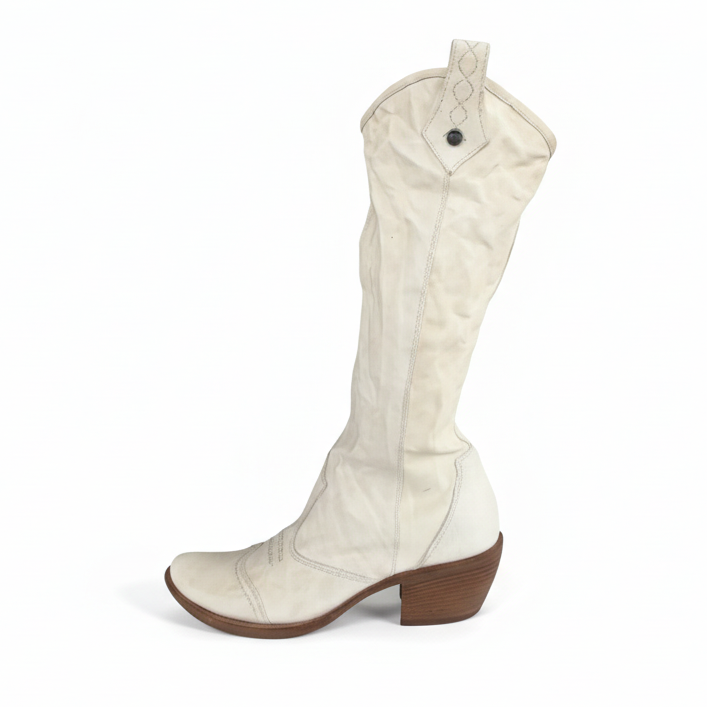 Stivali Texani Donna NeroGiardini 00320 Vera Pelle Bianco Latte, Numero 38 EU