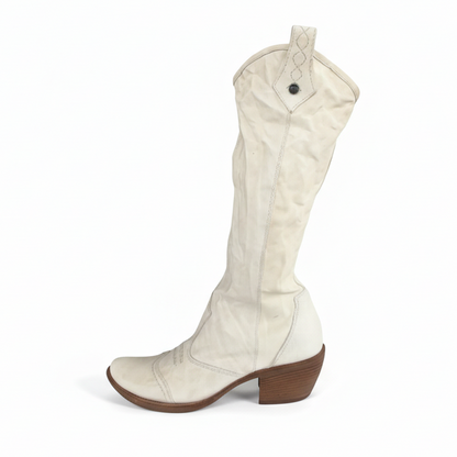 Stivali Texani Donna NeroGiardini 00320 Vera Pelle Bianco Latte, Numero 38 EU