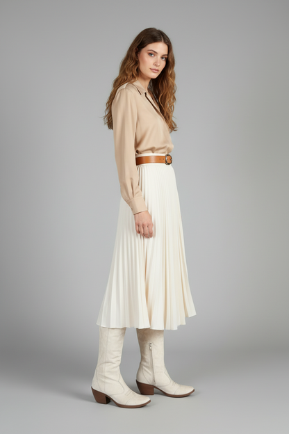 Stivali Texani Donna NeroGiardini 00320 Vera Pelle Bianco Latte, Numero 38 EU