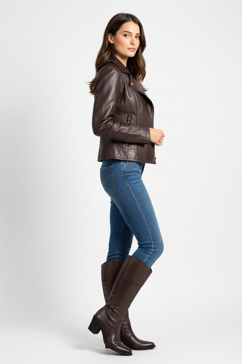 Stivali Texani Donna NeroGiardini 00972 - Vera Pelle, Marrone Testa di moro, Zip, Elastico