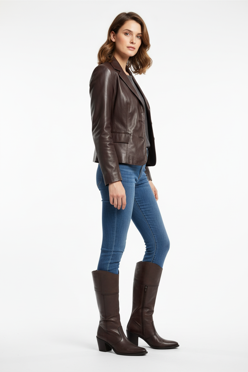 Stivali Texani Donna NeroGiardini 00972 - Vera Pelle, Marrone Testa di moro, Zip, Elastico