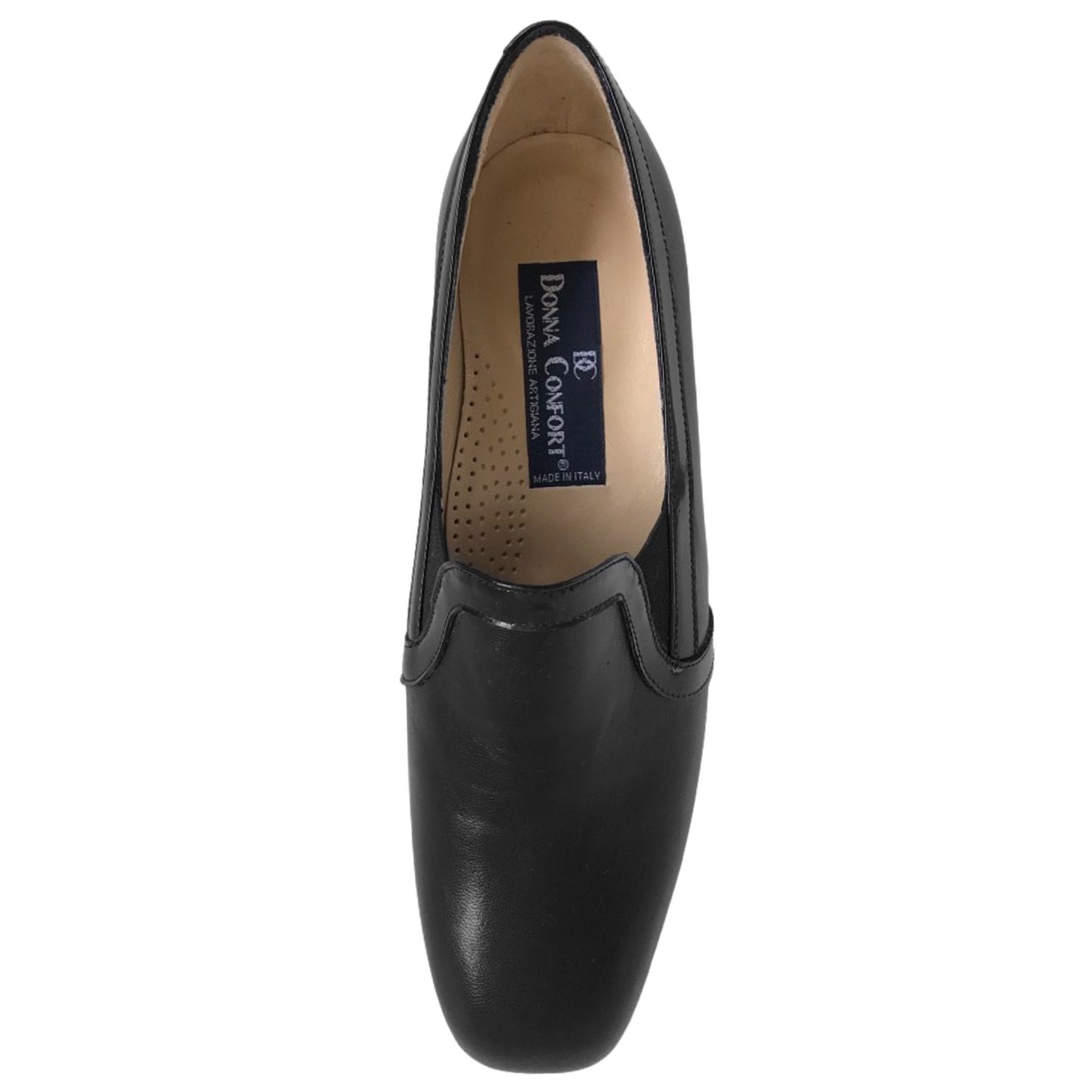 Scarpe chiuse Donna Confort 2576, Vera Pelle Nappa, con Elastici laterali, Nero