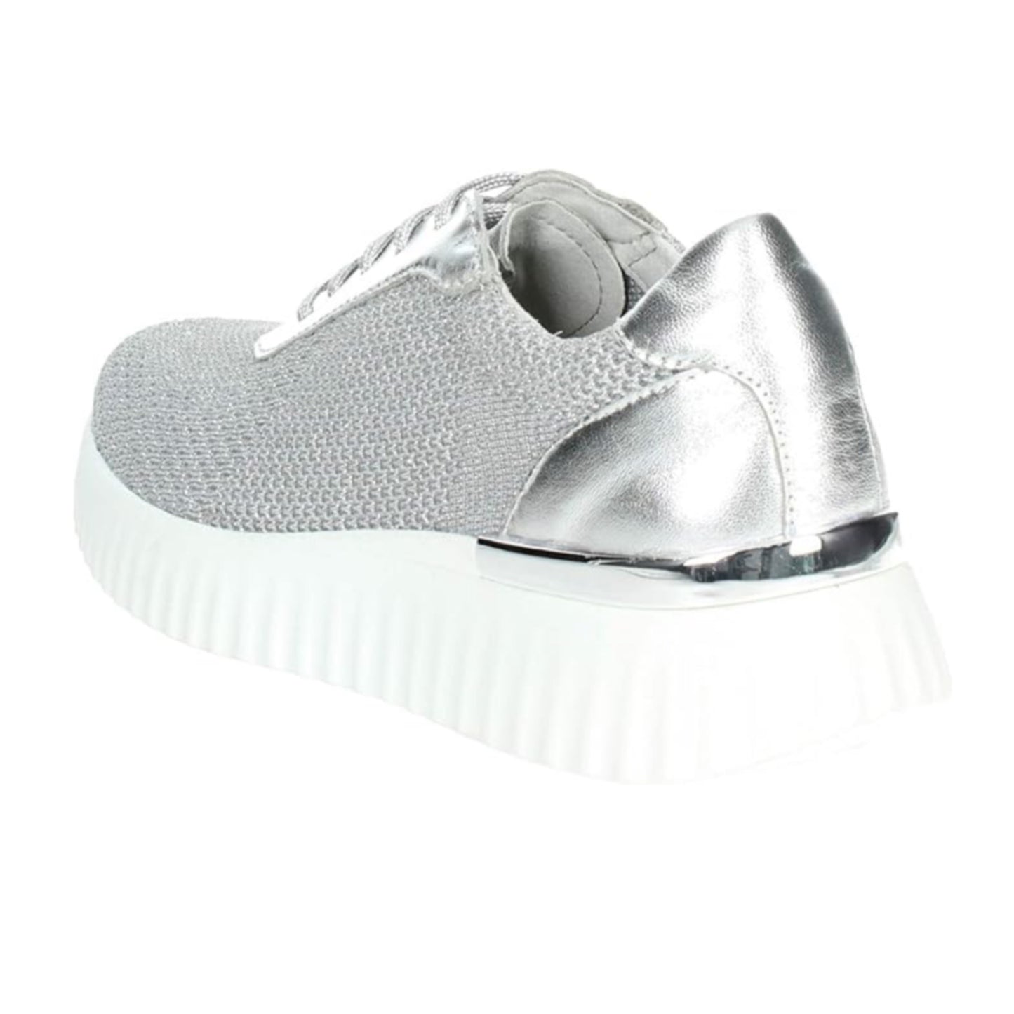 Cinzia Soft Sneakers Donna Grigio Argento Tessuto Platform Bianco Iv16553