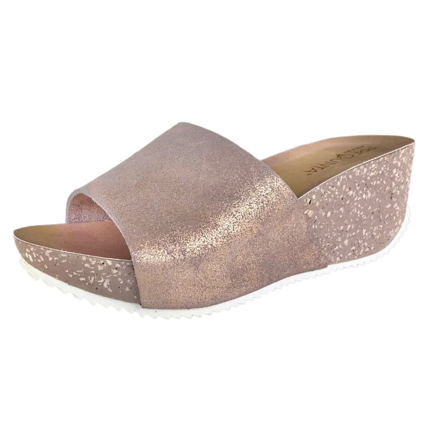 Ciabatte con zeppa Donna PREGUNTA 9957 Fascia in Vera Pelle Cipria laminata