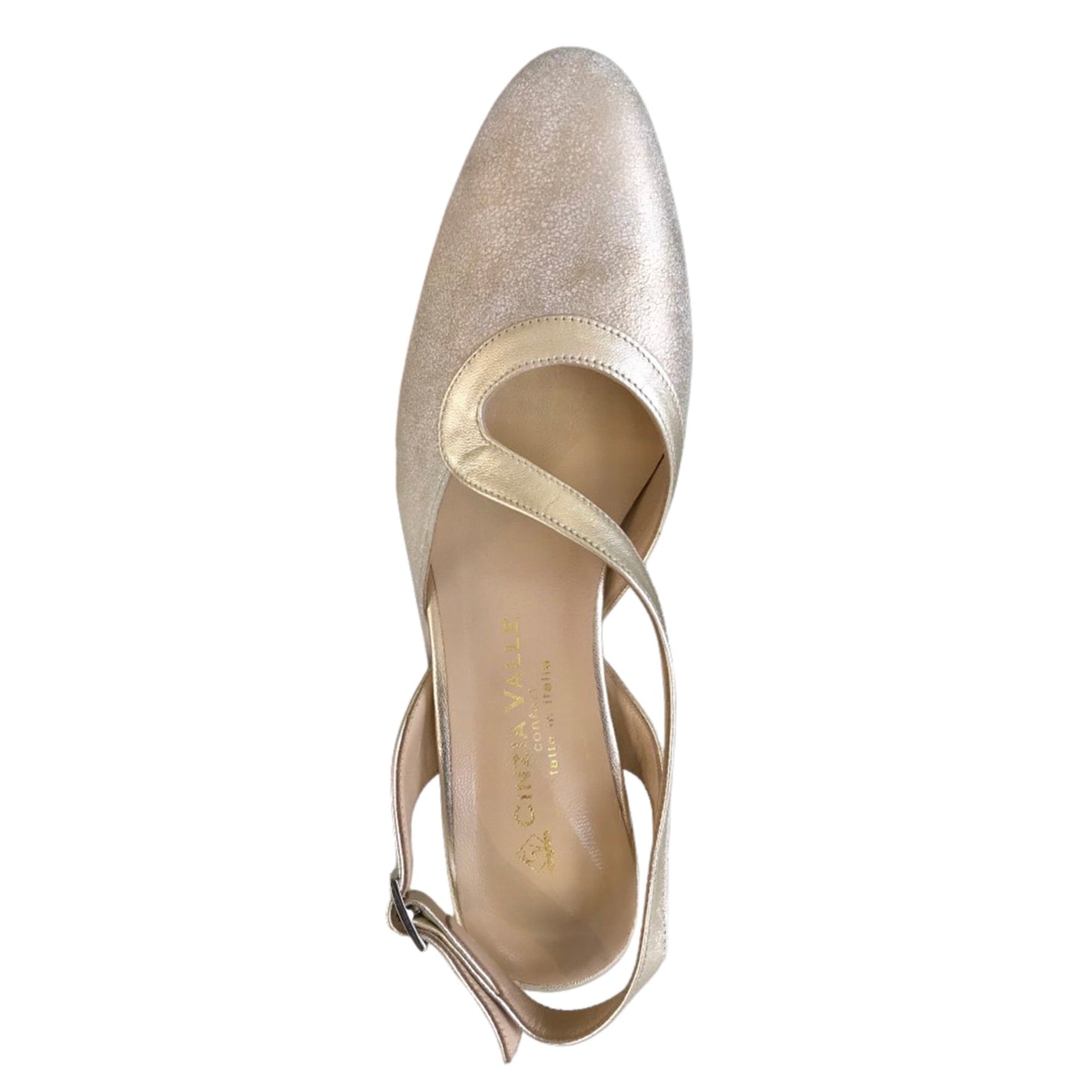Décolleté Slingback Cinzia Valle 4225 in Vera Pelle Platino Laminato