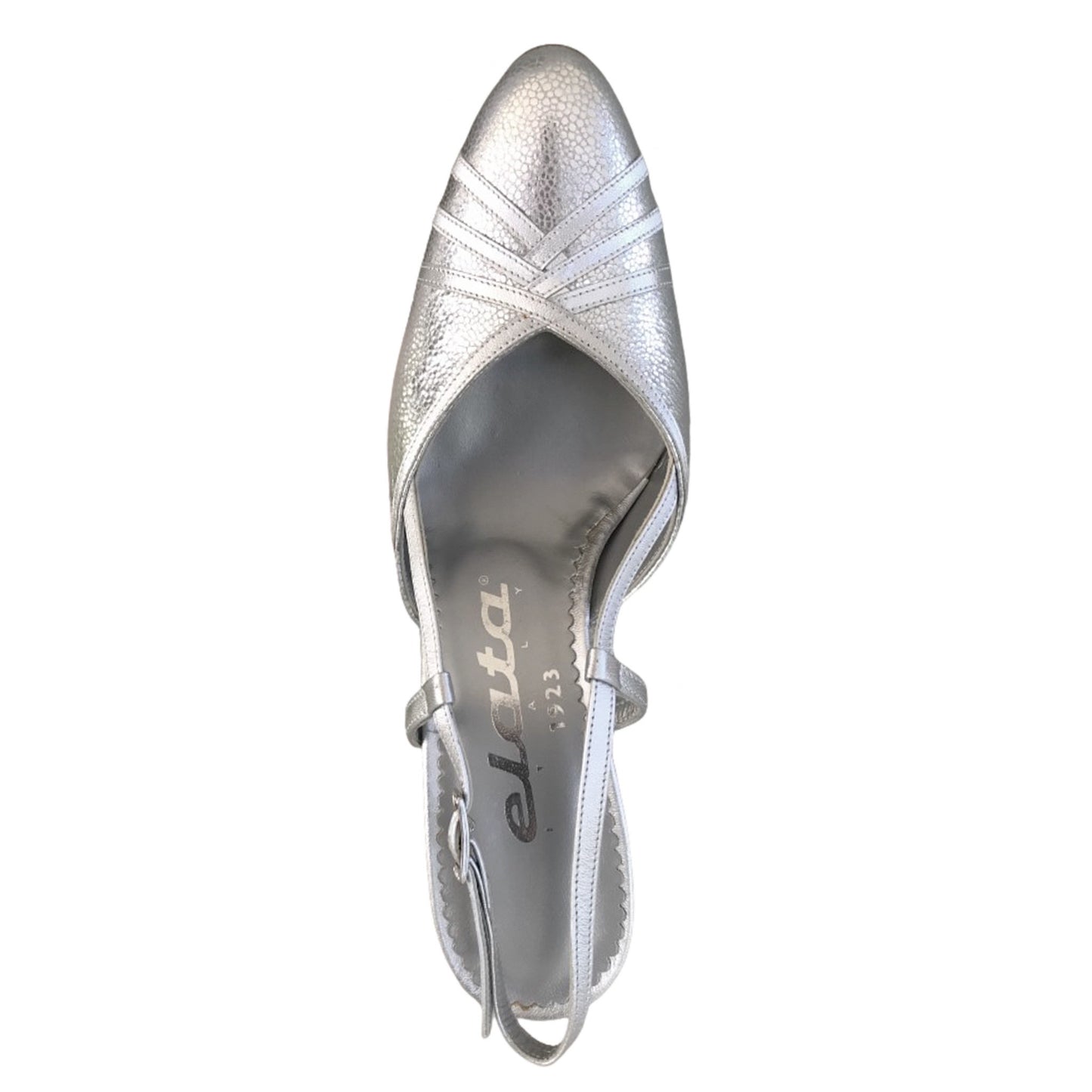 Décolleté Slingback Elata 18145 in Vera Pelle Argento