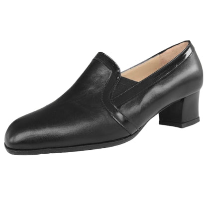 Scarpe chiuse Donna Confort 2576, Vera Pelle Nappa, con Elastici laterali, Nero