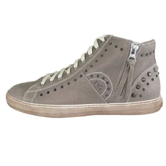 Sneakers Donna NeroGiardini P410110D Vera Pelle Tortora Laminato oro Lacci e Zip - 38 EU