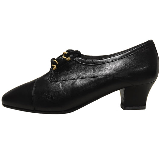 Scarpe classiche Donna Confort 1603 con lacci, tacco 4.5 cm, con Vera Pelle, Nero