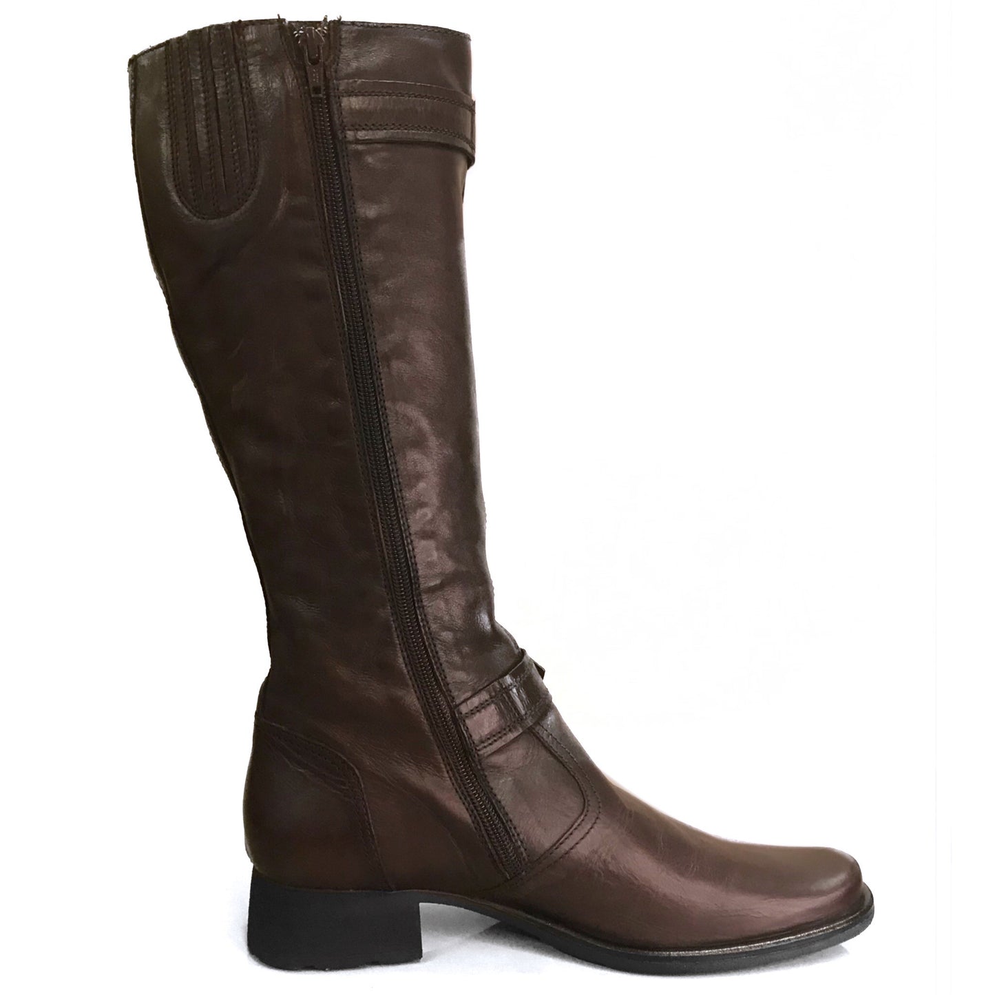 Stivali Donna NeroGiardini 00150 Vera Pelle, Tacco a blocco basso, Cerniera Zip, Elastico, Fibbia, Chiusura a strappo, Marrone Testa di Moro - Numero 39