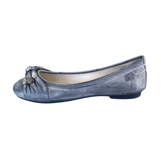 Ballerine NeroGiardini P207072D Vera Pelle Blu Avio con Pietre Argento
