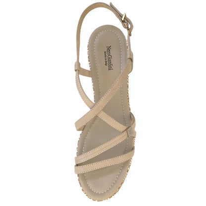Sandali donna NeroGiardini P410720D, con zeppa, Vera Pelle, Beige Sabbia